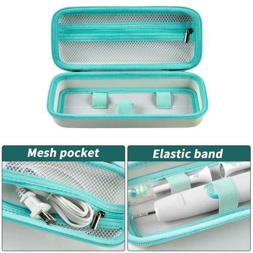 Toothbrush Travel Case Compatible with Oral-B Pro 1000, 2000, 3000, 3500, 1500/ for Philips Sonicare ProtectiveClean 4100 5100 Electric Toothbrush with Mesh Pocket for Accessories - White (Bag Only)