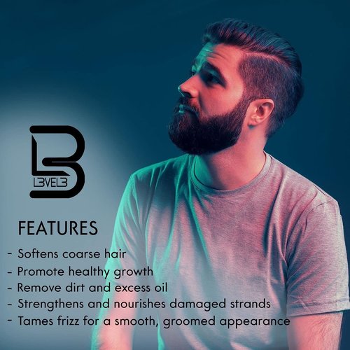 L3 Level 3 Beard Shampoo - Cleanse and Nourish Your Facial Hair - Softens and Tames Frizzy Beards