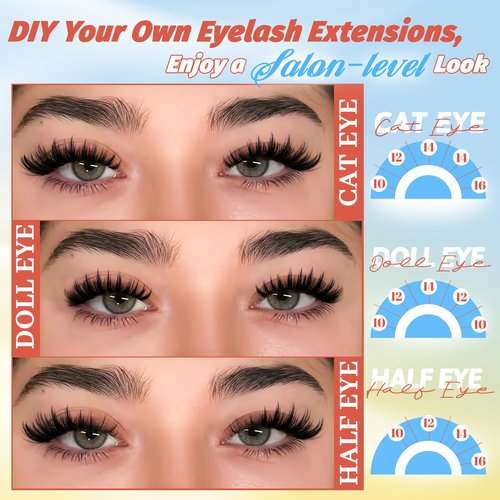 Fyonas Manga Lash Clusters Spiky Anime Cluster Eyelash Extensions 270Pcs D Curl Volume Fluffy Eyelash Clusters 10-16mm DIY Fairy Wispy Individual Lashes Natural Look (Crystal Spire)