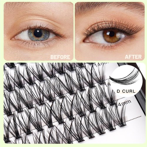 BODERMINCER 20D 8-20mm To Choose 8-10-12-14mm MIX/14-16-18-20mm Mixed Individual Cluster Eyelashes False Eyelash Extensions Individual Eyelash Bunche DIY at Home (20D 8-10-12-14mm Mixed)