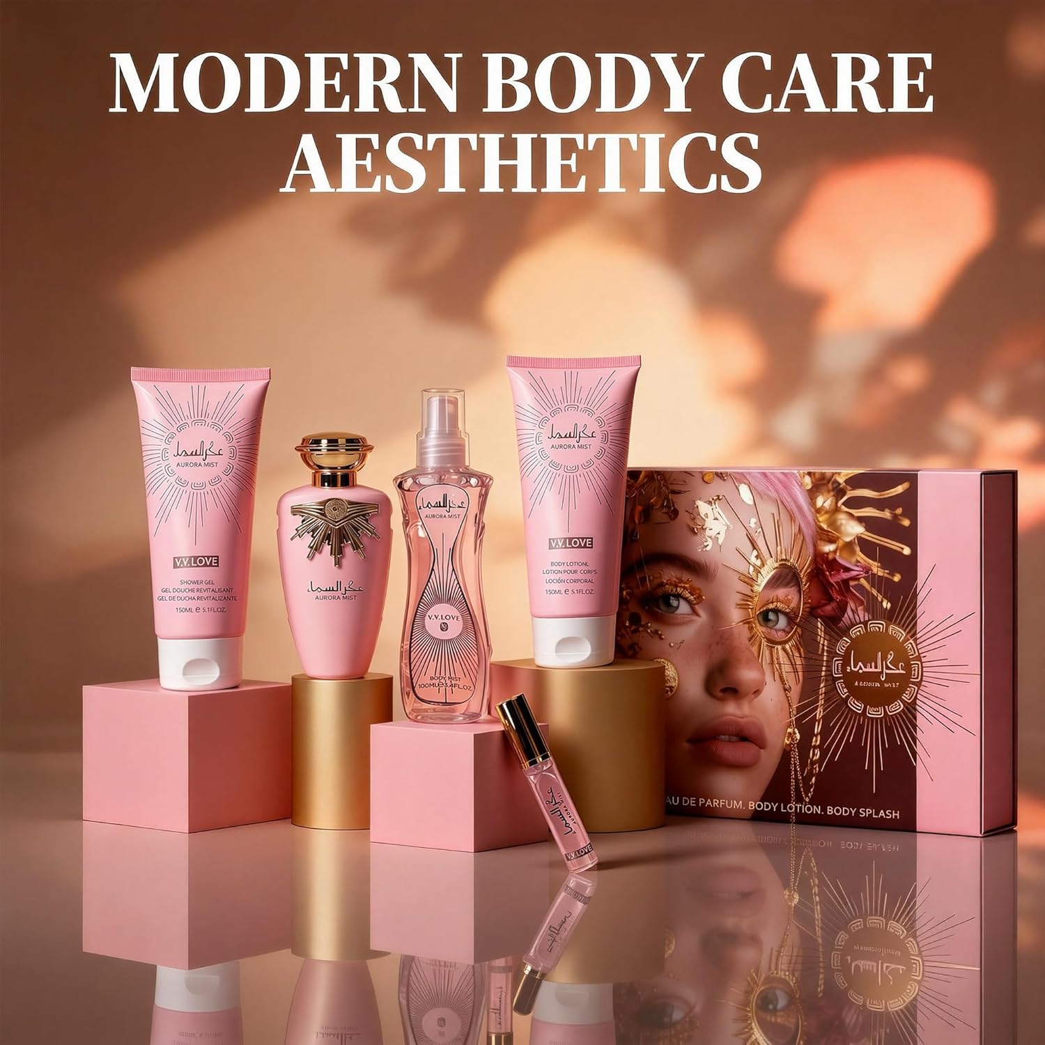 A CENTER Aurora Mist Luxury Perfume Gift Set for Women - Eau de Parfum Spray & Body Care Essentials (5PCS)