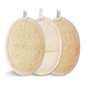 Reemix Natural Loofah Exfoliating Body Scrubber 3-Piece Oval Set - Gentle Face & Body Scrub Sponge, Eco-Friendly Bath Shower Tool for Smooth Skin, Travel-Friendly Design