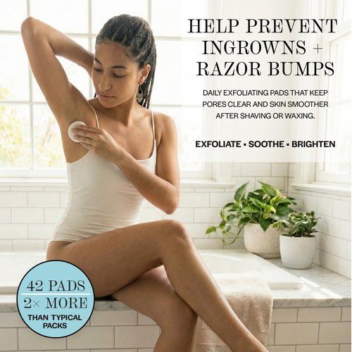 Base Laboratories Ingrown Hair Treatment Pads with AHA+BHA - Razor Bump Treatment - Daily AfterShave Pads to Help Prevent Ingrown Hairs For Men & Women - Bikini Area, Underarms, Neck, Beard – 42 Pads