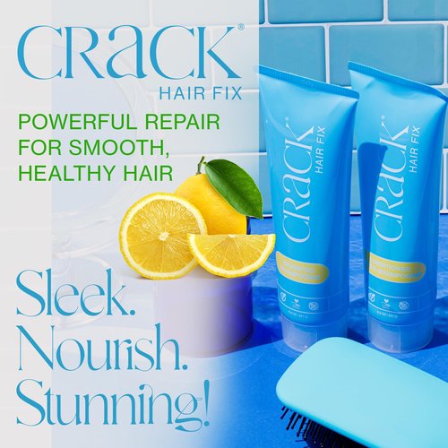 CRACK HAIR FIX Shampoo and Conditioner Set, 8.5 oz Each | Anti-Frizz Hair Products for Damaged Hair, Bond Repair, Curl Care, Humidity Control, and Color Protection