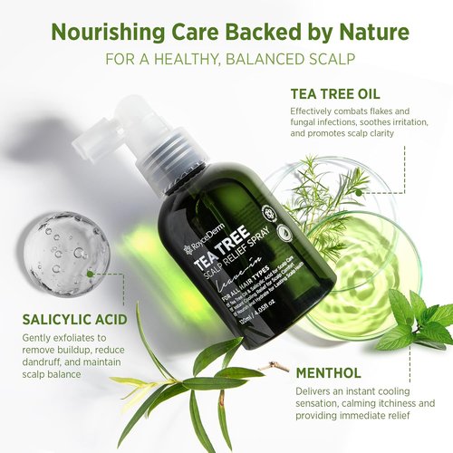 RoyceDerm Tea Tree Scalp Relief Spray - Comfort, Hydration & Balance - Conditioning Support for All Hair Types