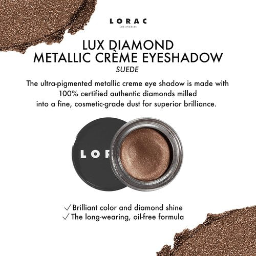 LORAC Lux Diamond Crème Eye Shadow - Metallic Shimmer Powder in Suede Brown | Long-Lasting Formula