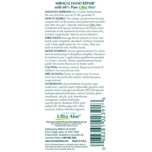 Miracle Foot Repair Cream, 8 oz + 1 oz Miracle Hand Repair, Healing Aloe Vera Lotions for Dry, Cracked Hands and Feet (8 oz Foot Cream + 1 oz Hand Cream)