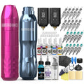 Wormhole Wireless Tattoo Gun Kit - Complete Tattoo Kit with 2 Tattoo Machines, 2 Rechargeable Batteries, 20 Tattoo Needles & 10 Tattoo Ink Color Set - All-in-One Tattoo Pen Kit for Artists