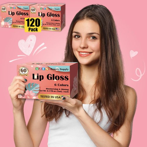 AZEN 120 Pack Lip Gloss Set, Color Lip Oil for Dry Cracked Lips Moisturizing Hydrating Nourishing with Vitamin E, Valentines Gifts Easter Basket Stuffers