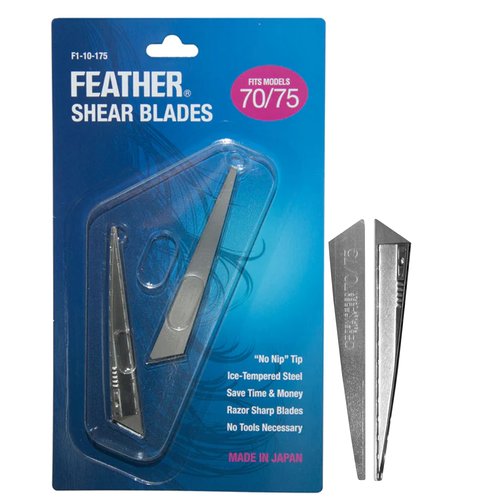 Feather - Switch-Blade Haircutting Shears Replacement Blades - for Professional Stylists & Barbers - Stainless Steel - No-Nip Tip - Made in Japan - 70/75 Model