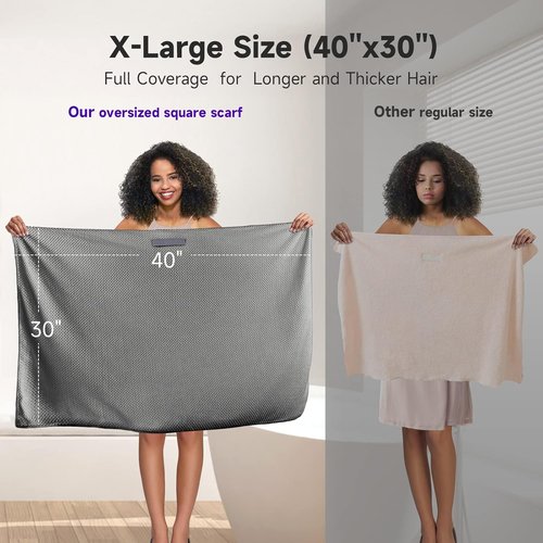 Umisleep Extra Large Microfiber Hair Towel - Super Soft Quick Dry Wrap for Long, Curly Hair - Grey
