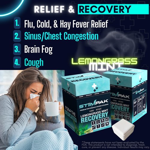 Shower Steamers for Sinus Relief | Recovery | XXL 80g Cold & Flu, Allergies, Post-Workout | Eucalyptus, Tea Tree, Turmeric, Arnica, Caffeine, Menthol | Extra Strength Aromatherapy | STiiMPAK (8 Pack)