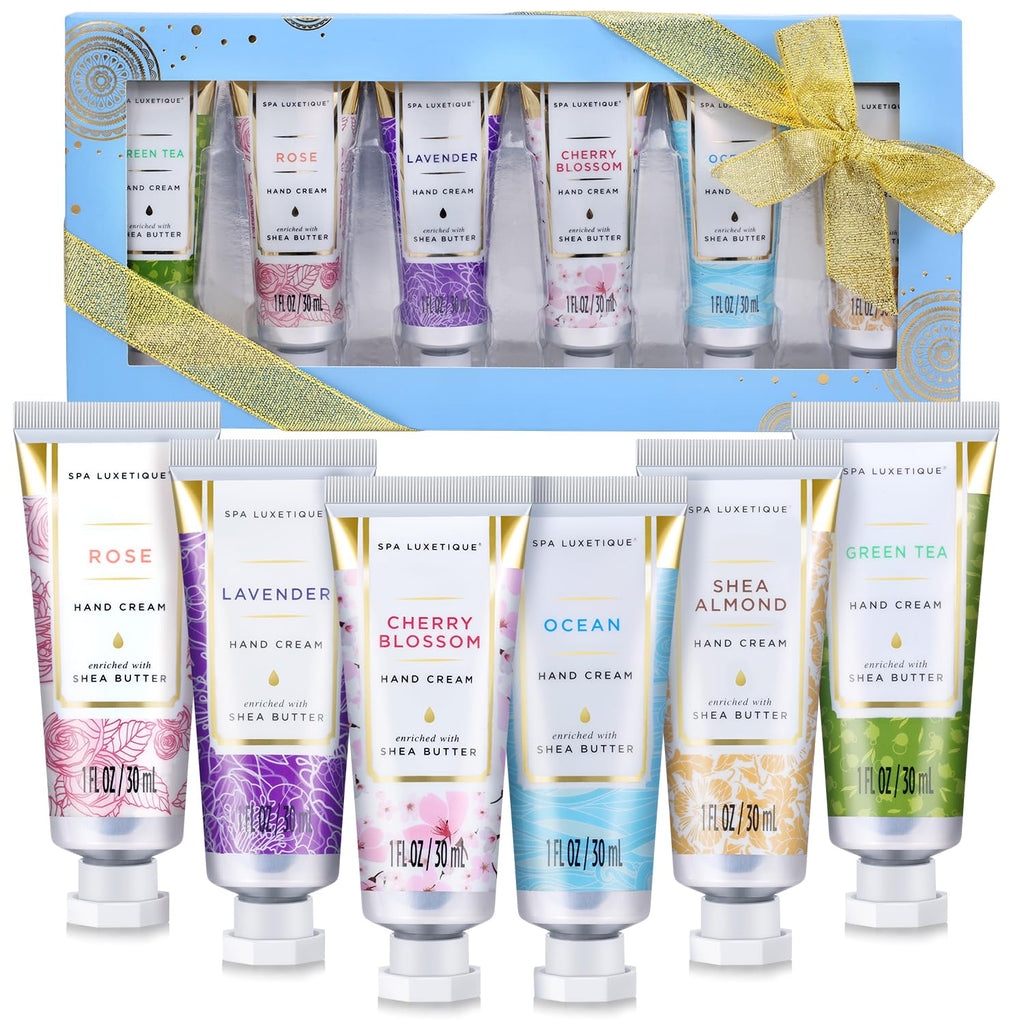 Spa Luxetique Hand Cream Gift Set - Mini Moisturizing Lotion for Dry Hands | Perfect Mother's Day Gift, 6 x 1 OZ