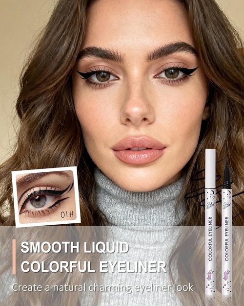 Skiennix Colored Liquid Eyeliner Pen - Black Waterproof, Long Lasting & Smudge-Proof | Perfect Valentine’s Day Gift