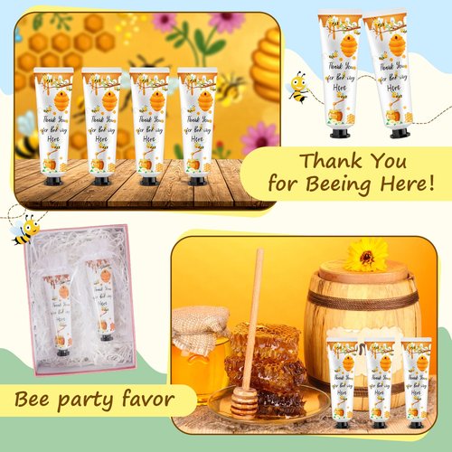 Swiffen 48 Sets Honey Hand Cream Gifts Bulk Baby Shower Favors for Guest a Little Honey Is on The Way Thank You for Bee-ing Here Travel Size Lotion with Organza Bags