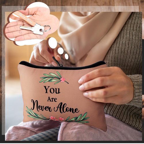 SilTriangle 20 Pcs Women's Day Christian Gifts for Church Women Bulk 10 Inspirational Cosmetic Bag Keychain Favors(Morandi)