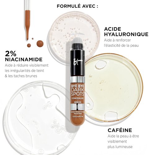IT Cosmetics Bye Bye Dark Spots Concealer & Brightening Serum | 2% Niacinamide & Hyaluronic Acid - Medium Coverage, Natural Finish - 0.22 fl oz