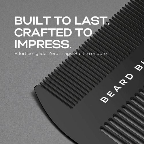 Beard Butler® 'The Original' Metal Wallet Comb – Slim Credit Card Beard & Mustache Comb for Men – Portable Stainless Steel – Fits in Wallet or Pocket – Perfect Beard Gift - Black