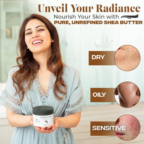 AZMERA Whipped Shea Body Butter - Refreshing Mint & Eucalyptus Moisturizer for Dry Skin | 8.82 oz Vegan Formula