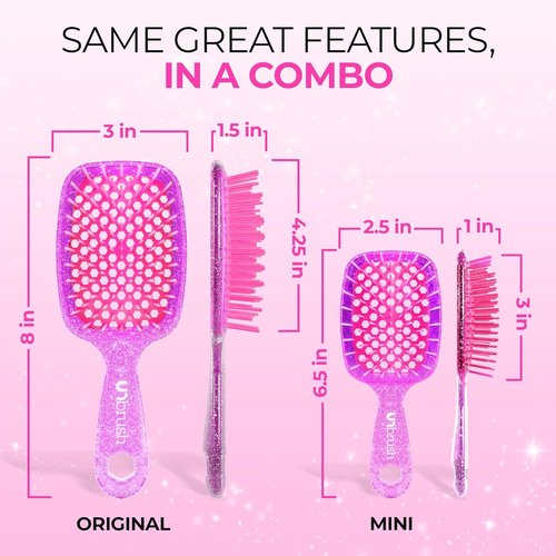 FHI Heat - UNbrush Detangling Brush Combo Pack | Original & Mini Hairbrush for All Hair Types - DuoFlex Anti-Static Design