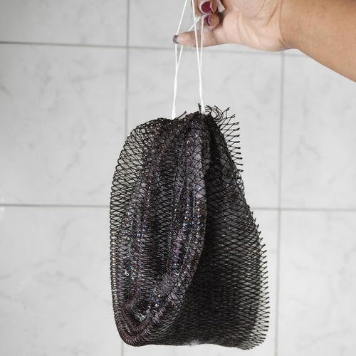 African Exfoliating Net Sponge 2 Pieces – Authentic Double-Knotted Mesh, Quick-Drying Bath Scrubber for Deep Cleansing, 45 inches Stretch Back Scrubber for Shower Women & Men (Seafoam+Lavender Pink)