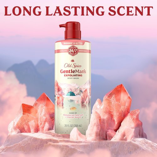 Old Spice GentleMan's Exfoliating & Moisturizing Body Wash for Men, 24/7 Shower Fresh with Long Lasting Scent, Renewing Vitamin B3 Blend, Himalayan Sea Salt + Glacier Water Scent, 26 oz