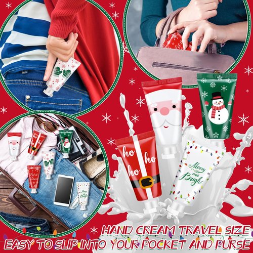 72 Pieces Secret Santa Gift Set: Mini Christmas Hand Cream Travel Size Lotion Bulk Holiday Stocking Stuffers Appreciation Gifts for Women Employee Coworker Staff 30ml 6 Natural Plant Fragrance
