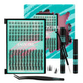 Manga Lash Clusters Kit 144PCS Fairy Eyelash Extension Kit with Lash Bond and Seal, Fake Eyelashes Clusters with Invisible Lash Band, Lash Glue Remover and Lash Applicators (8-16mm Kit,Black Bond)