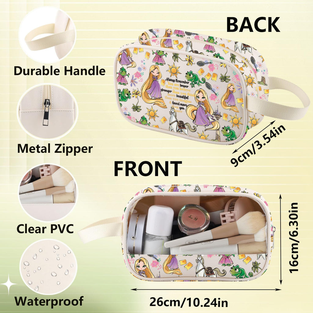WZMPA Princess Hair & Sun Cosmetic Bag Fairy Tales Fans Gift You Are Braver Stronger Beautiful Than You Know Hair Movie Makeup Zipper Pouch Bag (Always Hair-CMB)