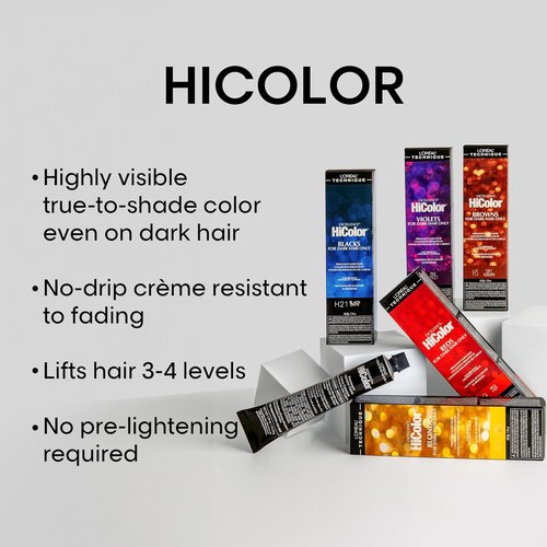 L'Oréal Technique HiColor Browns & Blondes Permanent Hair Color - One-Step Dark Hair Lift, No Brassiness, Rich Creme Formula