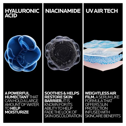 La Roche-Posay Anthelios UV Air™ Sunscreen Serum SPF 50, Sun Protection for Face with Niacinamide, Hyaluronic Acid & Antioxidants, Invisible Finish, Lightweight Sunscreen, Hydrating & Fast-Absorbing