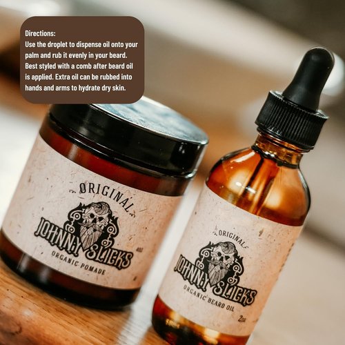 Johnny Slicks Organic Beard Oil - Moisturizes & Reduces Itch | Chemical-Free Formula with Tea Tree, Jojoba, Coconut & Argan
