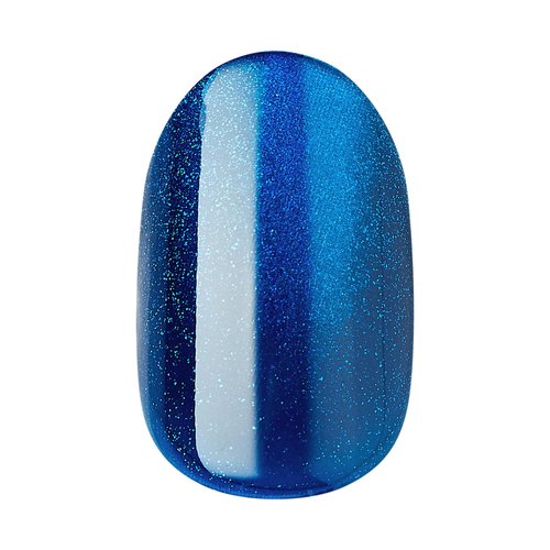 KISS colorFX by imPRESS Press On Nails , ‘Reconnect’, Solid Blue with Pearlescent Finish, Short Oval, IMPROVED adhesive, Includes 30 Fake Nails, Prep Pad, 1 Manicure Stick, 1 Mini Nail File