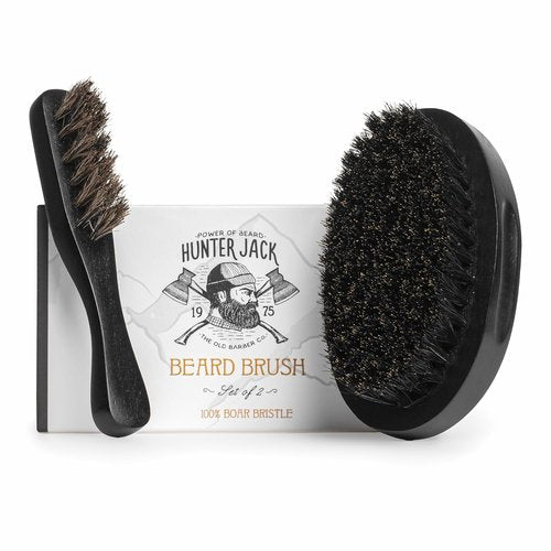 Hunter Jack Beard Brush - Natural Boar Bristle Grooming Kit | Soft Mustache Brush for Men