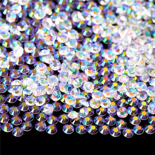 Flatback Rhinestones Round Gems for Nails Art and Crafts 620Pcs SS30 6mm AB Crystals Glitter Stone DIY Bags Clothes Shoes (Transparent White AB)