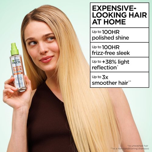 Garnier Fructis Diamond Sleek Hair Shine Spray - Frizz Control & Heat Protectant, 4.6 Fl Oz