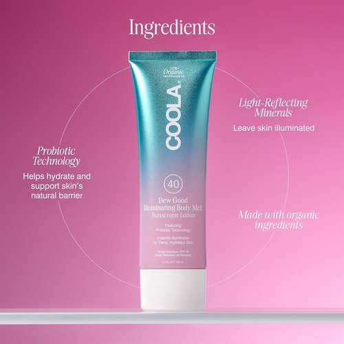 COOLA Organic Dew Good Illuminating Probiotic Serum - SPF 30 Sunscreen with BlueScreen Technology | 1.15 Fl Oz