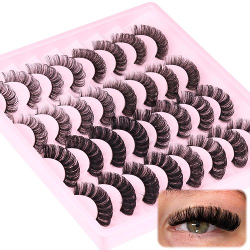 Russian Strip Lashes D Curly False Eyelashes Wispy 4 Styles Fake Eyelashes Natural Russian Eyelashes Fuzzy Mink Lashes that Look Like Extensions 16 Pairs ALICROWN