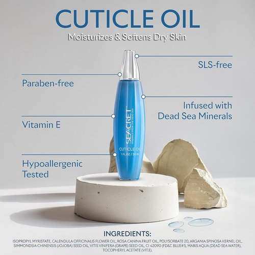 SEACRET Cuticle Oil - Fast-Absorbing Nail Treatment with Precision Dropper, Dead Sea Minerals & Vitamin E