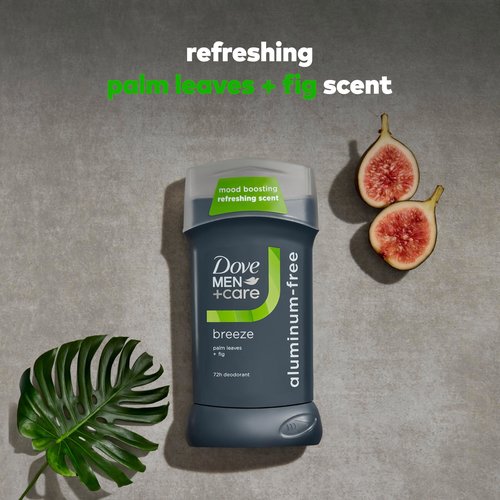 Dove Men+Care Aluminum‑Free Deodorant Stick, Breeze Mood Boosting Scent, 72h Odor Protection, 3 oz