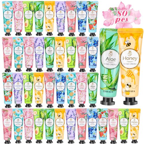 KIYTARBOO 80 Pack Hand Cream Gift Set: Hand Lotion Travel Size, Teacher Appreciation Gifts, Hand Cream for Dry Cracked Hands, Mini Lotion Bulk, Small Gifts for Women Corworkers Nurse Birthday Party