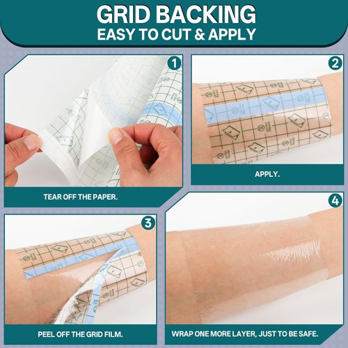 Tattoo Wrap 10 Pack 2/4/6/8 Inch Mixed Size Waterproof Transparent Tattoo Bandage Aftercare Film Breathable Self-Adhesive Cover Up Sheets for Healing, Tattoo Skin Tape Dressing Supplies 2 Yards Each