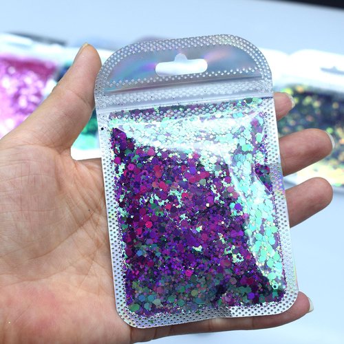 Color Shift Glitters, 10 Colors 150g/5.29oz Polyester Mixed Crafts Chunky Chameleon Glitter for Tumblers, Epoxy Resin, Nail Art, Slime, Body, Cosmetic, Printing
