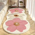 Regine Switzerland Spring Floral Pattern Bedroom Rug - Soft Non-Slip Washable 47.2" x 15.7" Pink Floor Mat