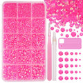 16000 Pcs Resin Rhinestones for Crafting, Flatback Hot Pink Gems Jelly Rhinestones, Mixed Sizes Pink Bedazzling Crystal with Pickup Tool for DIY Crafts Clothing Tumblers Mugs Shoes Fabric Nail Art
