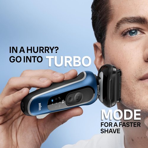 Braun Electric Shaver - Series 6 6177cc | Wet & Dry Shaving, Turbo & Gentle Modes, Blue