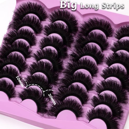 LEAFMOON Mink Lashes Fluffy 20mm Volume False Eyelashes 8D Cat Eye Strip Lashes D Curl 14 Pairs Dramatic Soft Eyelash 25mm Big Long Lash Strips Lashes Pack That Look Like Extensions Faux Mink Lashes