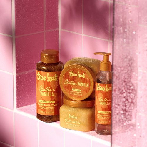 Tree Hut Golden Vanilla Shea Sugar Scrub Valentines Day Gifts For Her - Exfoliating, Hydrating & Moisturizing Body Scrub with Shea Butter & Natural Oils, Smooth & Soften Skin, 18 oz