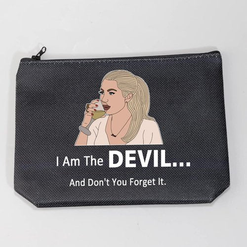 LEVLO VPR Housewives Gifts I Am The Devil And Don't You Forget It Makeup Bags TV Show Lovers Travel Bags Reality TV Pop Culture Gifts (I Am The Devil+black)
