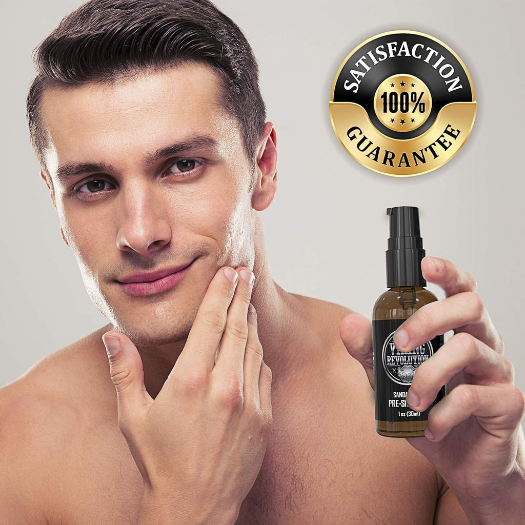 Viking Revolution Sandalwood Pre-Shave Oil for Men - Smooth, Irritation-Free Shave | 1 Fl Oz (Pack of 2)
